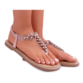 FRERY Women's Sandals Slip-on With Zircons Champagne Satina pink FRERY Women's Sandals Slip-on With Zircons Champagne Satina pink