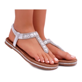 FRBS Women's Sandals Slip-on With Zircons Silver Mabellena grey
