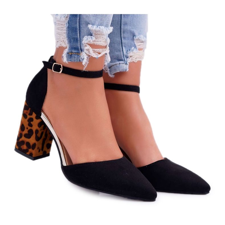 SEA Women's Pumps On A Heel Leopard Black Ferri brown SEA Women's Pumps On A Heel Leopard Black Ferri brown