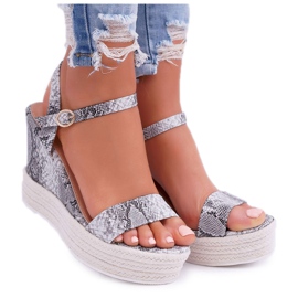BUGO Women's Sandals On Wedge Linen Snake Liviana grey