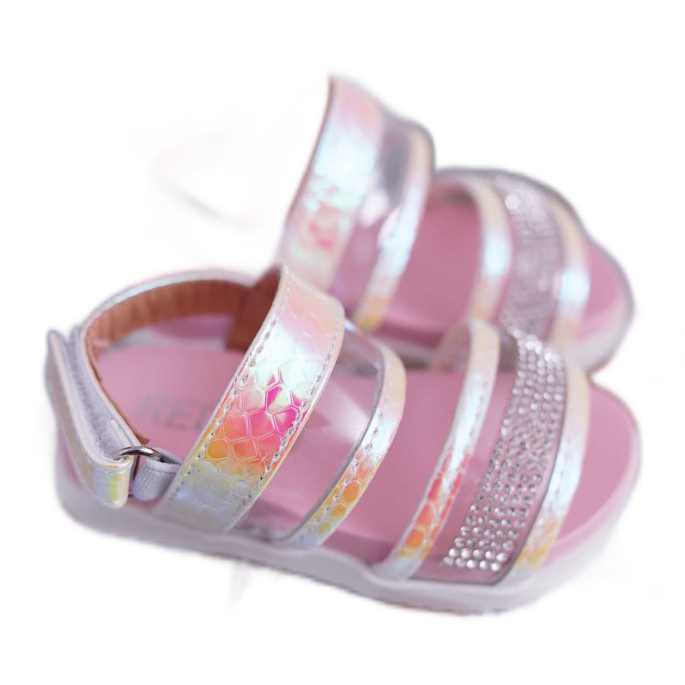 FRROCK Children's sandals with Velcro for girls Matylda pink