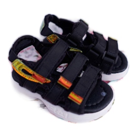 FRROCK Children's Sandals With Velcro For Girl Boy Black Kimmi