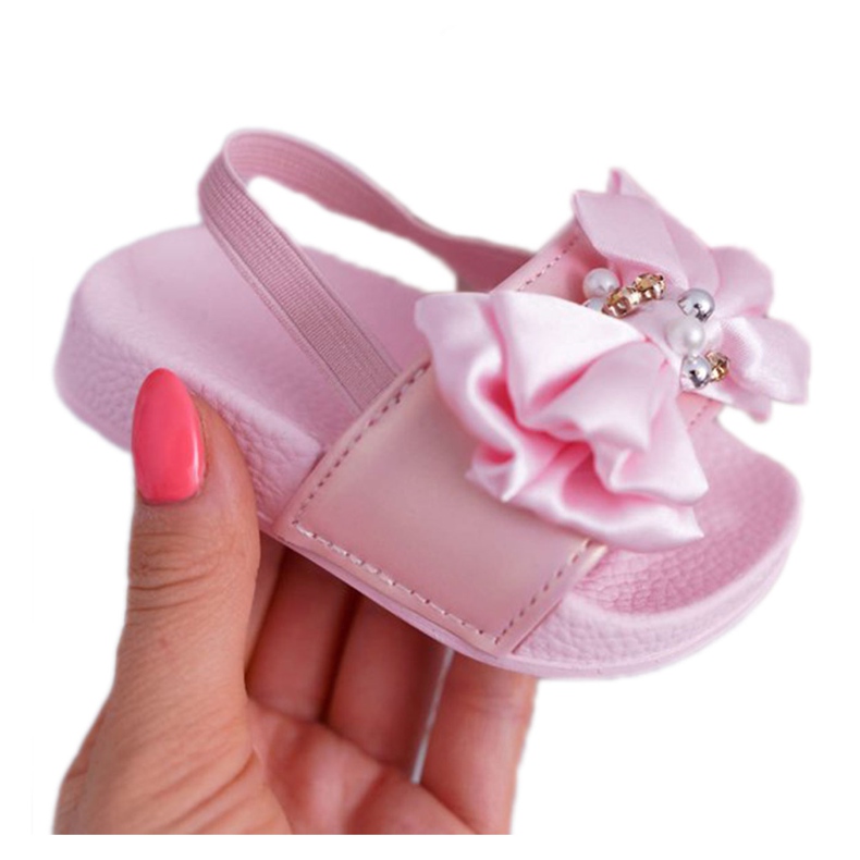 FRROCK Children's Girl's Slides Bow Pearl Pink Senari