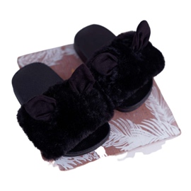 FRROCK Children's Slippers With Fur And Damage Black Thoa