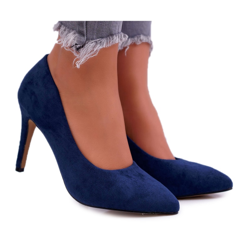 EVE Women's Stilettos Suede In Spitz Navy Blue Kiss Me