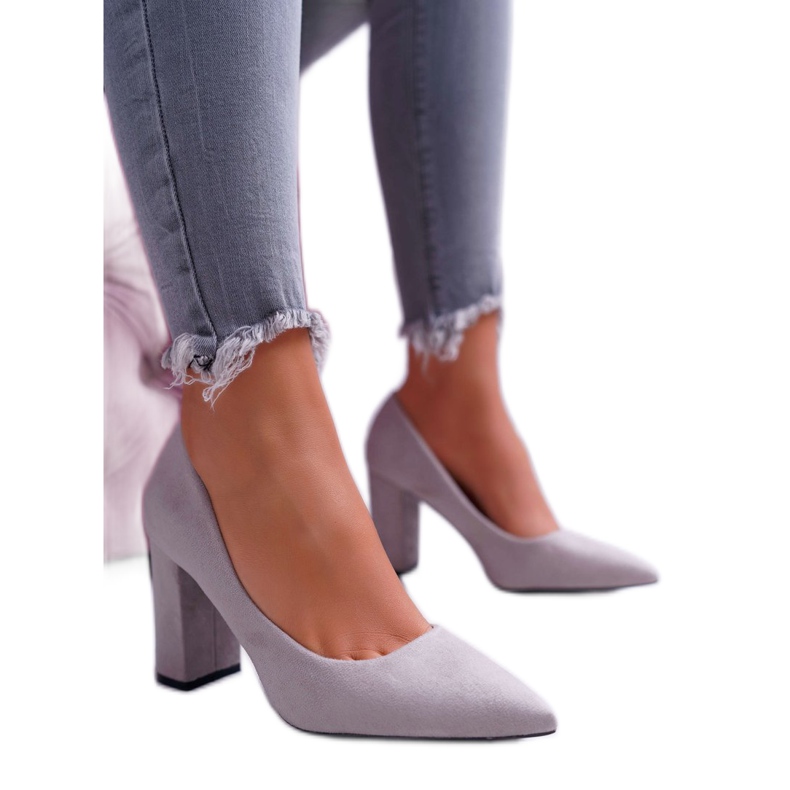 BUGO Women's Pumps On A Heel Suede Gray Clarina grey