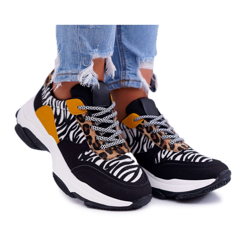 Women's Sport Shoes Thick Sole Zebra Sevana brown black