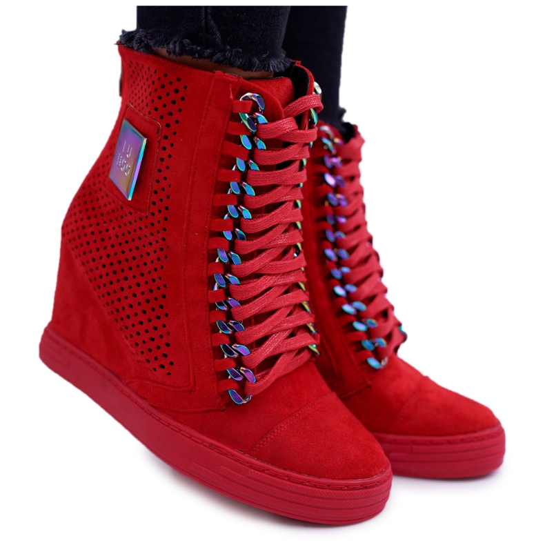 Women's Sneakers Lu Boo Openwork Suede Red Clamma