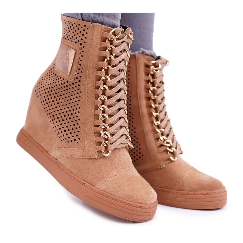 Women's Sneakers Lu Boo Openwork Suede Camel Clamma brown