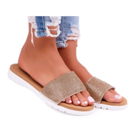 Lu Boo Women's Gold Sequined Slippers Goodies golden