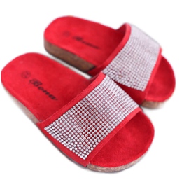 SEA Children's Red Slippers On Cork Crystals Malena