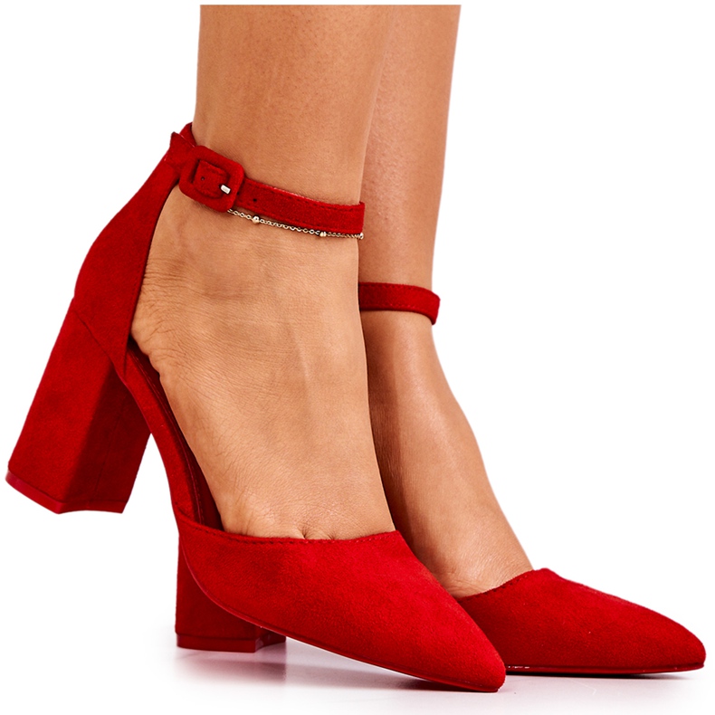PS1 Women's Pumps On A Heel Suede Red Harye