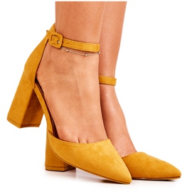 PS1 Women's Pumps On A Heel Suede Yellow Harye