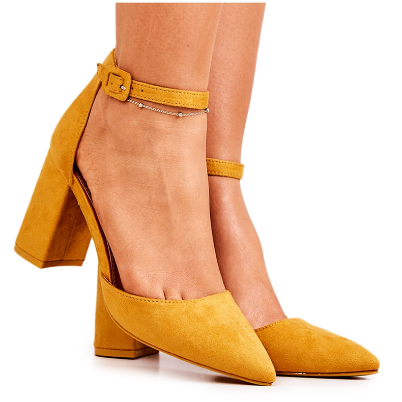 PS1 Women's Pumps On A Heel Suede Yellow Harye