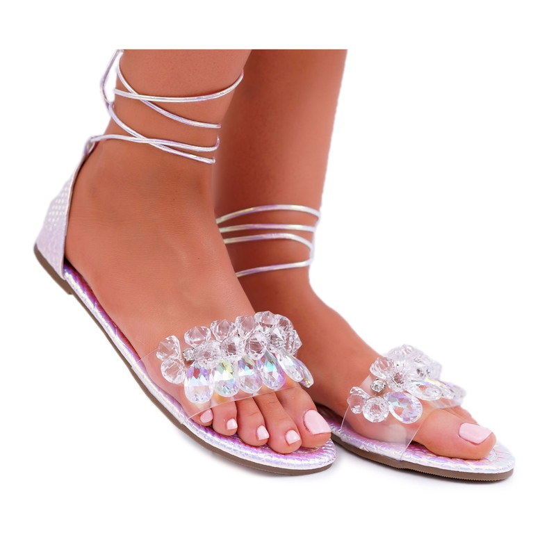 Women's Sandals Lu Boo Crystals Silver Madina grey