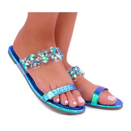 Women's Slippers Lu Boo Elegant With Cubic Zirconia Blue Elementary Women's Slippers Lu Boo Elegant With Cubic Zirconia Blue Elementary