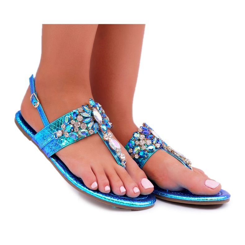 Women's Sandals Lu Boo Crystals Petrol Blue Sonne