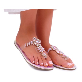 Women's Slippers Lu Boo Flip-flops Crystals Pink Conathe