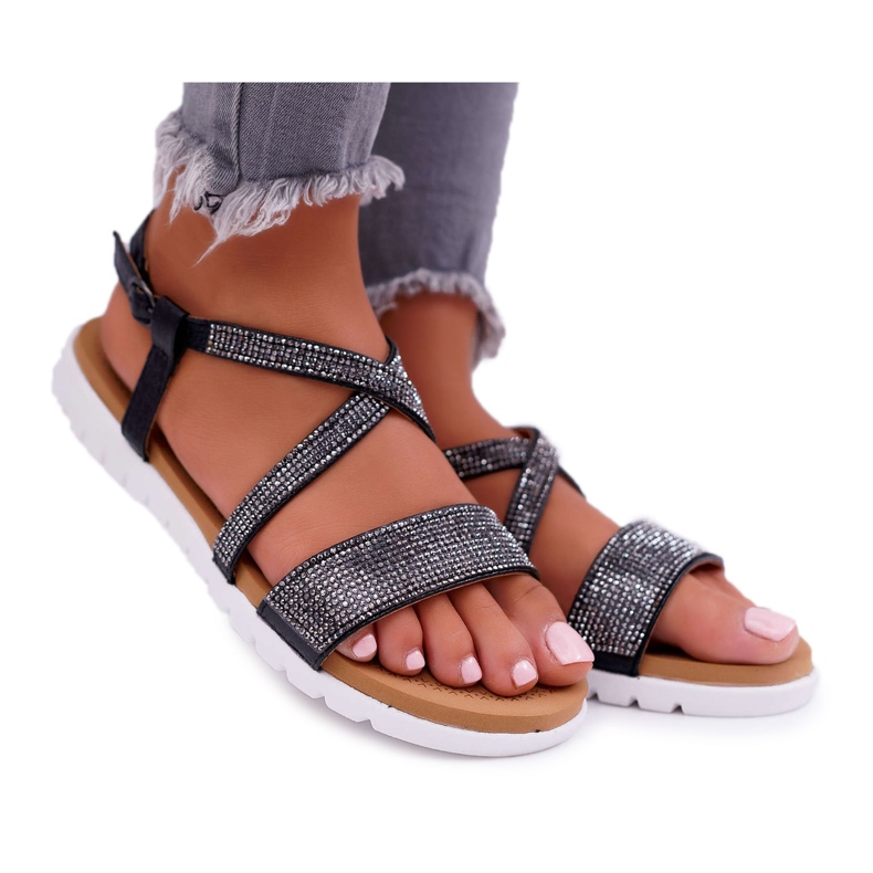 Women's Sandals Lu Boo With Cubic Zirconia 406-5 Black Stella