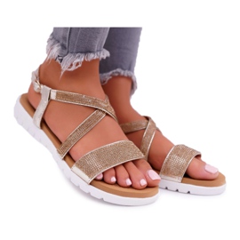 Women's Sandals Lu Boo With Cubic Zirconia 406-5 Golden Stella
