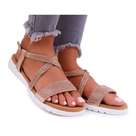 Women's Sandals Lu Boo With Cubic Zirconia 406-5 Rose Gold Stella pink yellow