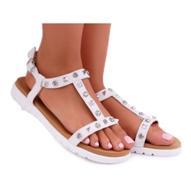 Women's White Lu Boo Sandals with Mariachi Studs