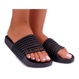 Women's Slippers with Beaded Black Elavi