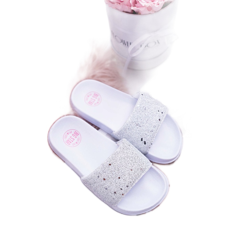 Children's and Youth Big Star White Glitter Sandals AA374086