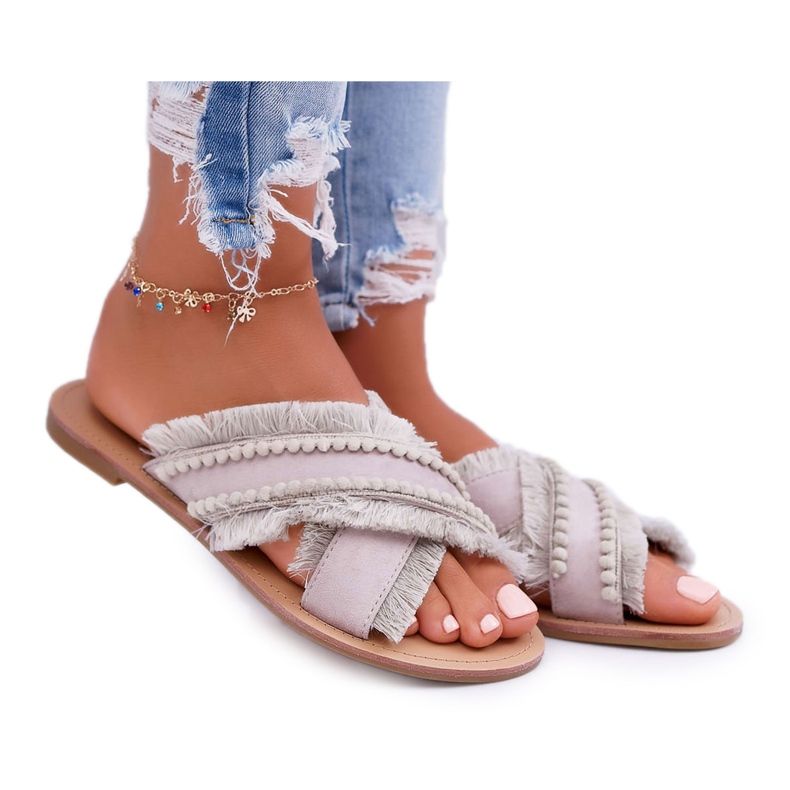 Women's Material Slippers Vices 7269 Beige Jamen