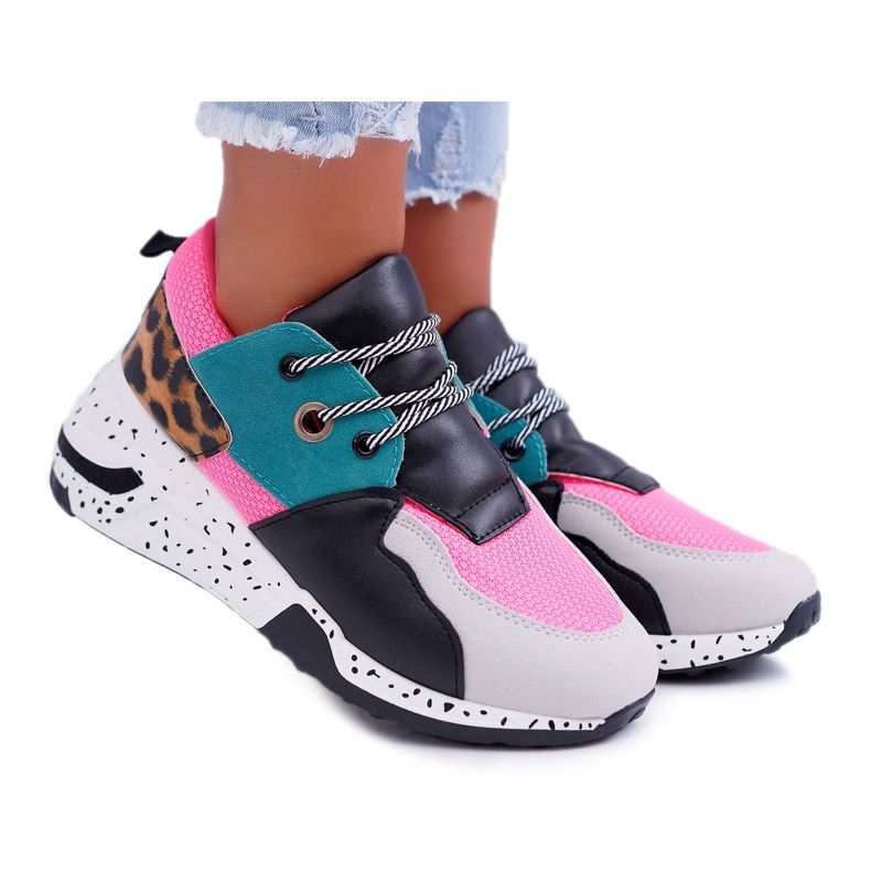 FRJEIN Women's Sport Shoes Leopard Mix Timoti multicolored