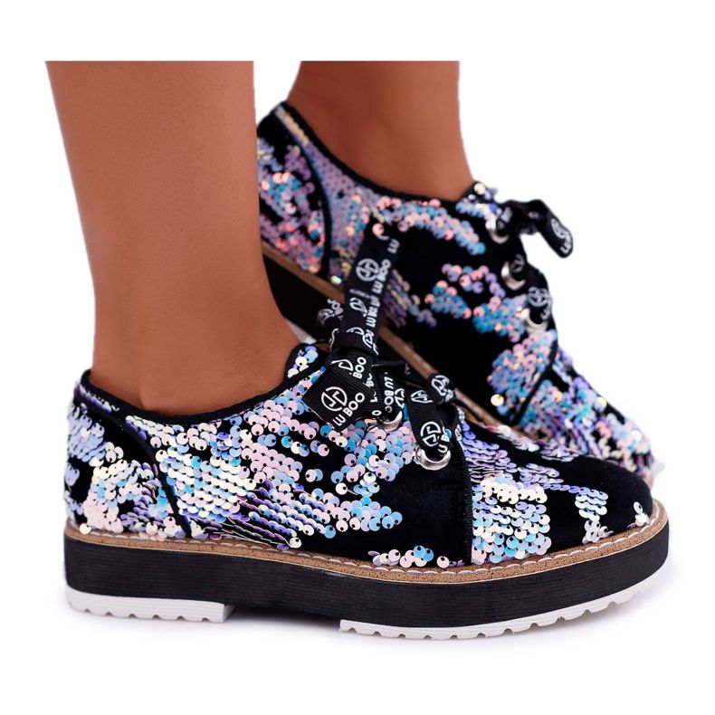 Women's Brogues Lu Boo Silver Sequins Moonlight black multicolored