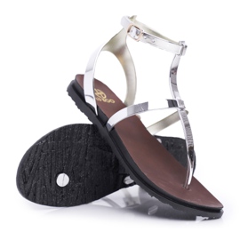 Lu Boo Silver Mirror Sandals Roman Japanese Lento grey
