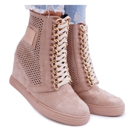 Women's Sneakers Lu Boo Openwork Suede Beige Clamma