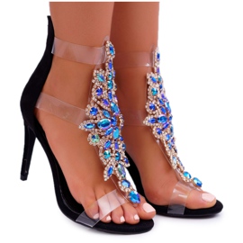 Women's Sandals On High Heel Lu Boo Suede Black 2047-89 Milleni
