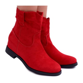 SEA Women's Boots On Wedge Flat Heel Warm Over The ankle Red Demini