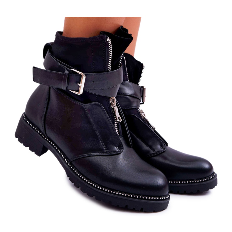 SEA Women's Military Flat Heel Boots Black Travist