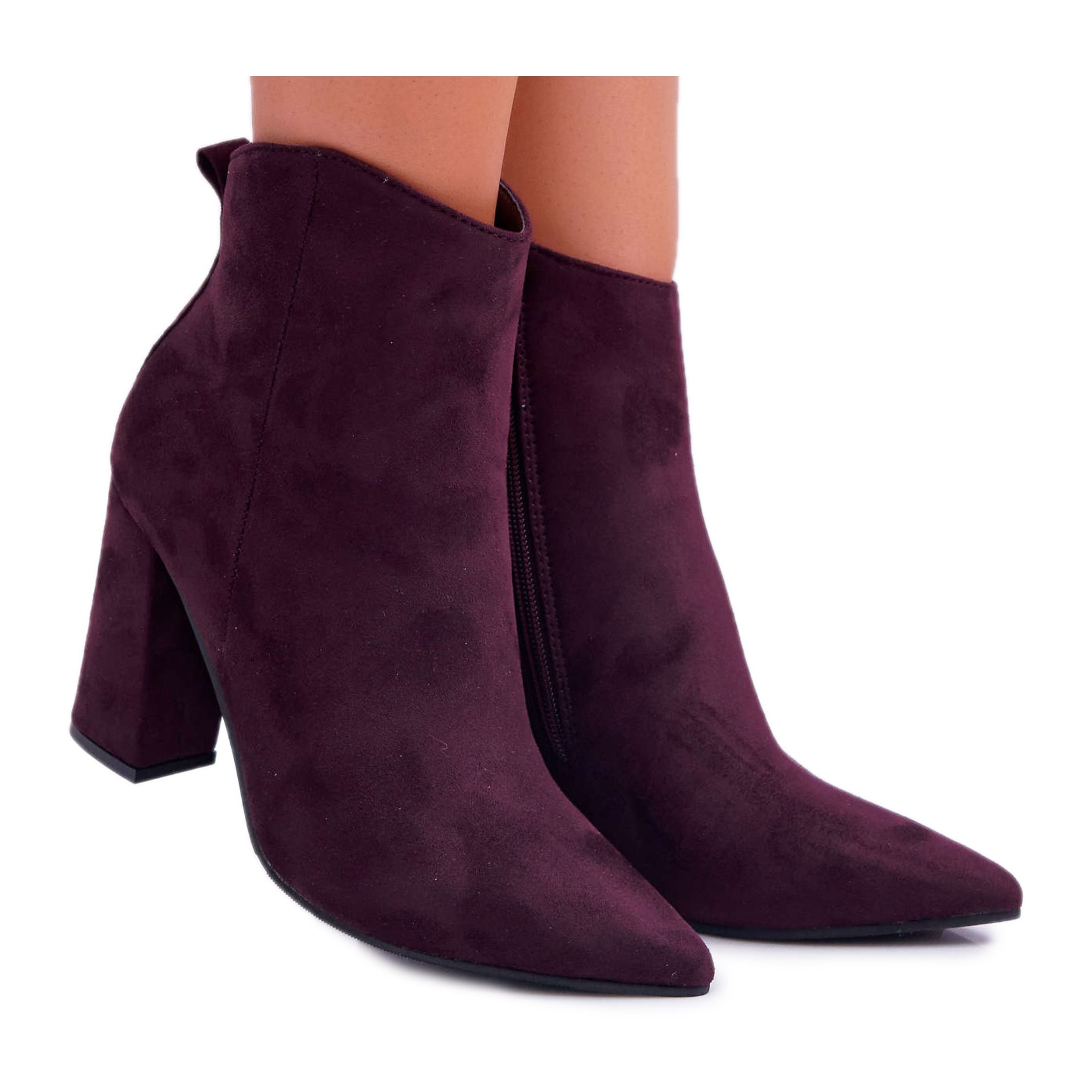 purple suede ankle boots