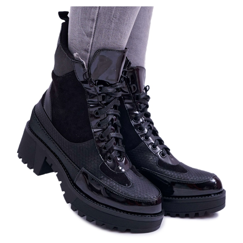 Women's High Boots Black Trappers Nemtere