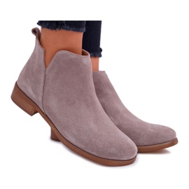 Nicole Women's Boots On Flat Heel Spring Leather Cappuccino Madness beige