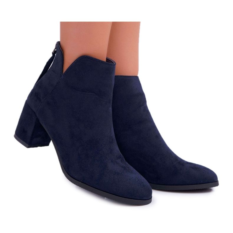 Vinceza Women's Boots On Heel Suede Navy Blue Mimosa