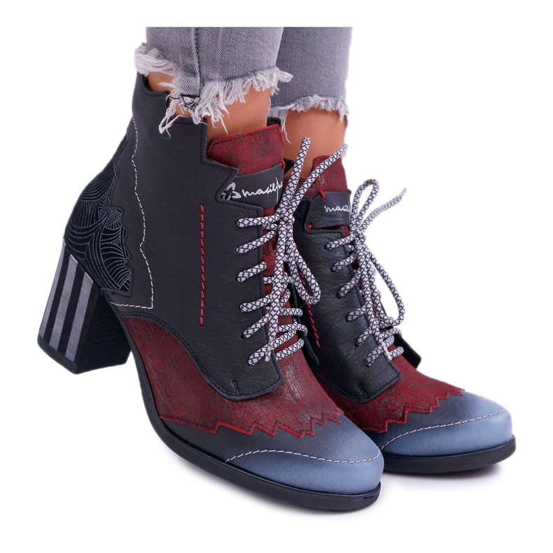 Women's Leather Maciejka Boots Black 03190 multicolored