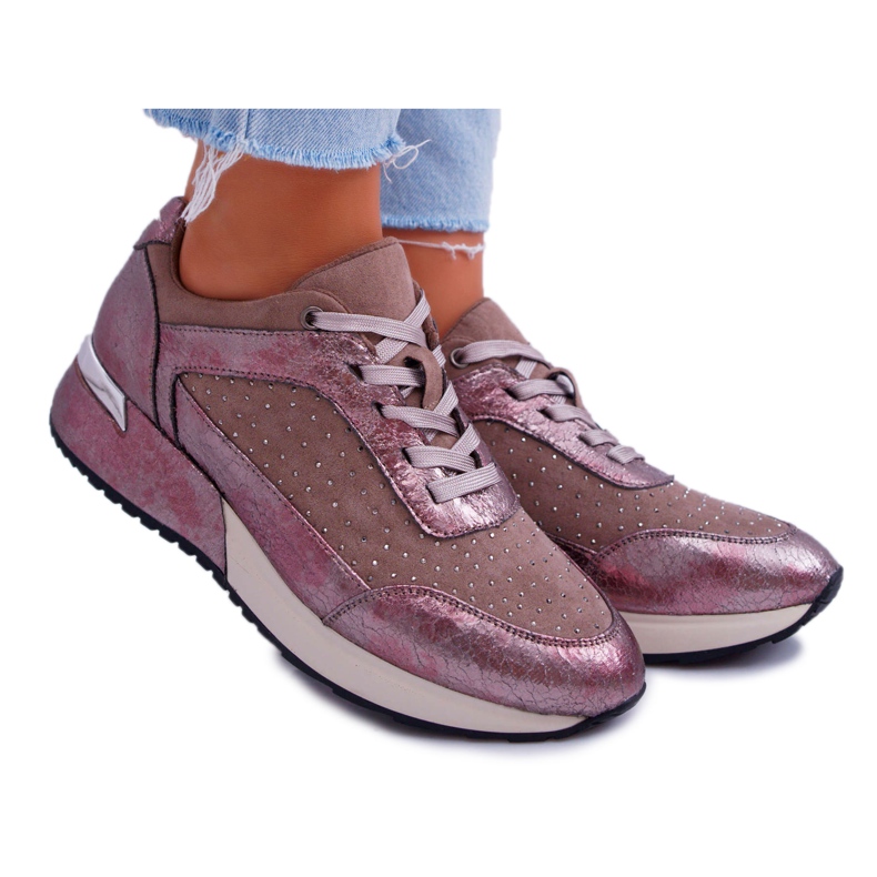 Women's sports shoes Beige Sergio Leone Ondar brown pink