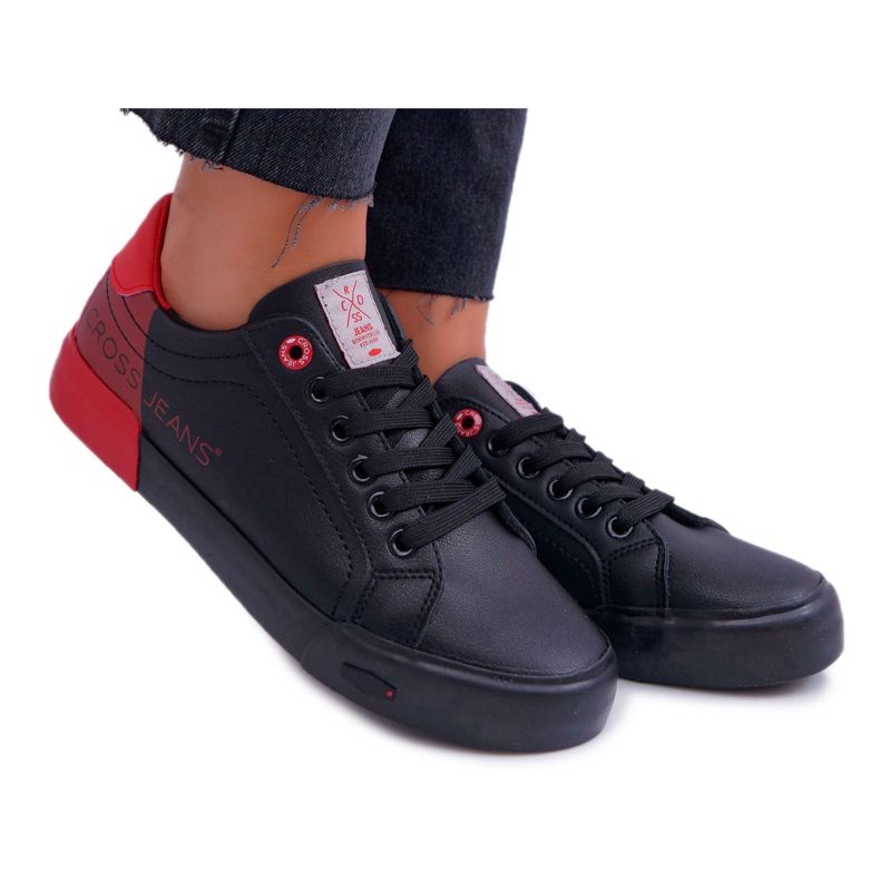 Women's Cross Jeans Black Sneakers EE2R4019C red