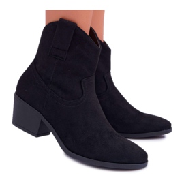 BUGO Women's Boots On Flat Heel Cowboy Boots Black Telifa BUGO Women's Boots On Flat Heel Cowboy Boots Black Telifa