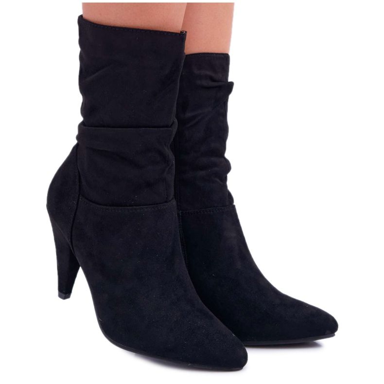 HAN Women's Boots On A High Heel Over The Ankle Black Temma
