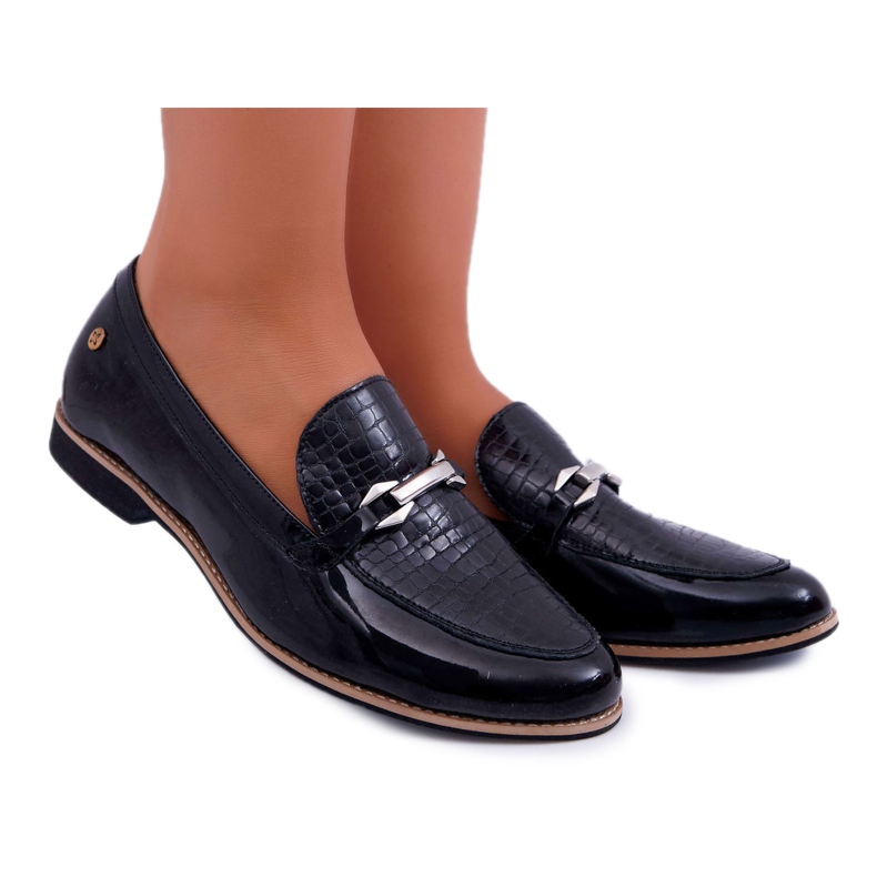 Women's Brogues Maciejka Lacquered Loafers Black 4099A-01 / 00-1