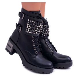 POPA Women's High Boots Rock With a Flap Black Infinity