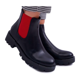 HAN Women's Booties Jodhpur boots Red Erasers Black Superpower