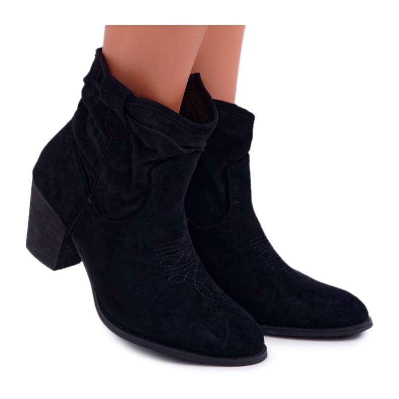 Women's Boots On Heel Black Maverick Cowboy Boots