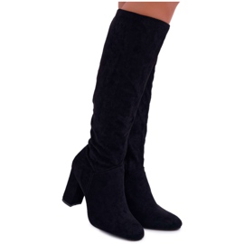 BUGO Women's Boots On A Heel To The Knee Black Mercure